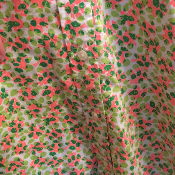 GAP Fitted Boyfriend Pink and Green Button Down - Picture 4 of 5